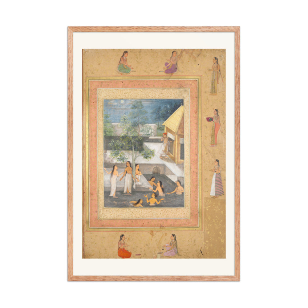 A Night of Bathing in the Harem, from the Late Shah Jahan Album — Restored Mughal Wall Art — view 9