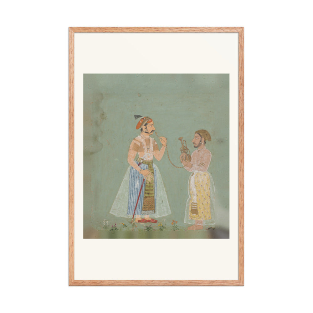 Rana Amar Singh II (reigned 1698–1710) smoking a hookah — Restored Rajput Wall Art — view 9