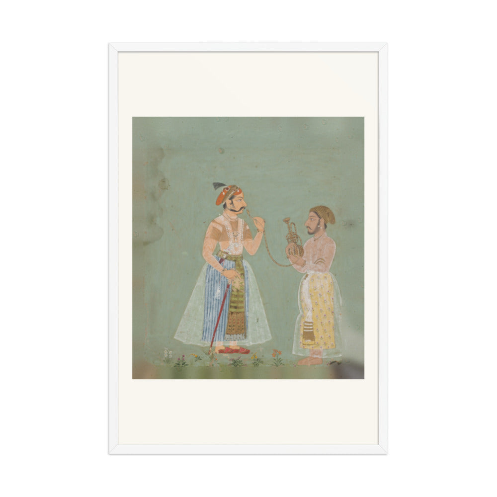 Rana Amar Singh II (reigned 1698–1710) smoking a hookah — Restored Rajput Wall Art — view 10