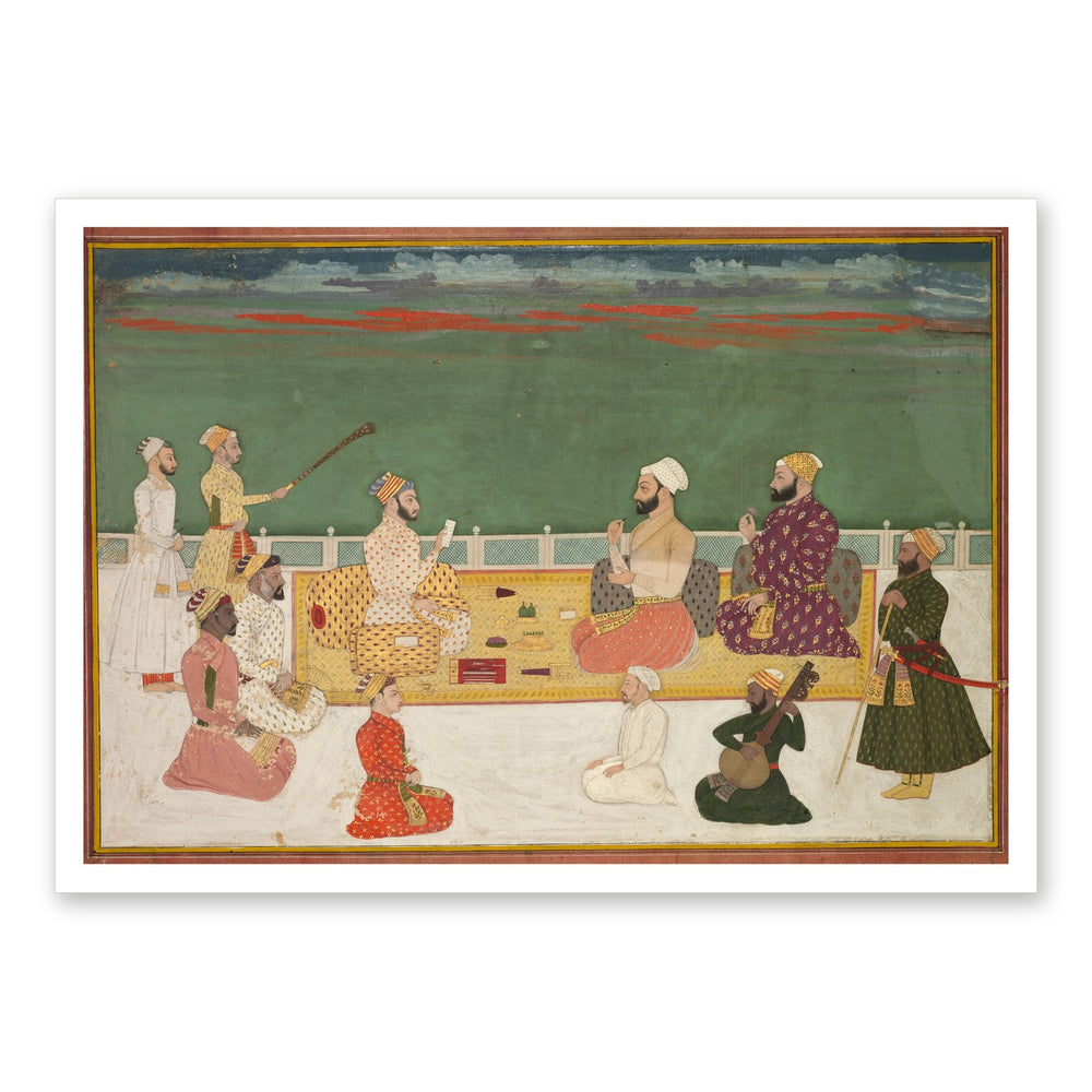 A Ruler Presents a Document to Visiting Nobles — Restored Mughal Wall Art — view 7