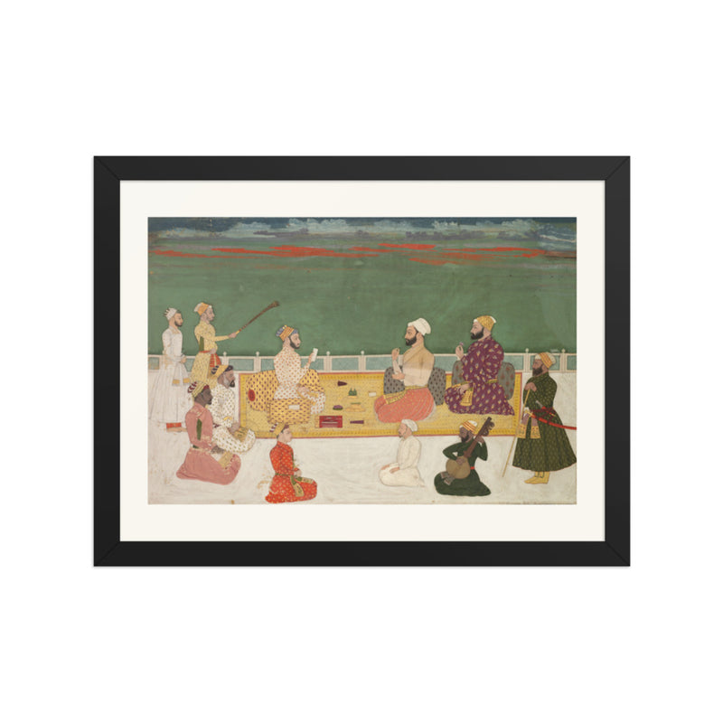 A Ruler Presents a Document to Visiting Nobles — Restored Mughal Wall Art