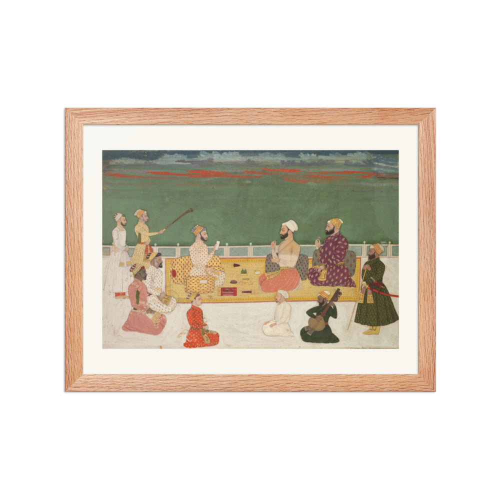 A Ruler Presents a Document to Visiting Nobles — Restored Mughal Wall Art — view 2