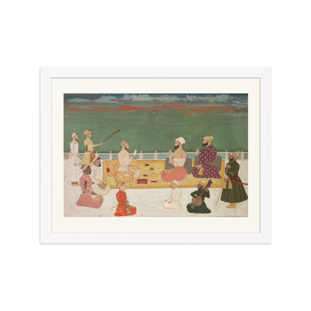 A Ruler Presents a Document to Visiting Nobles — Restored Mughal Wall Art — view 3