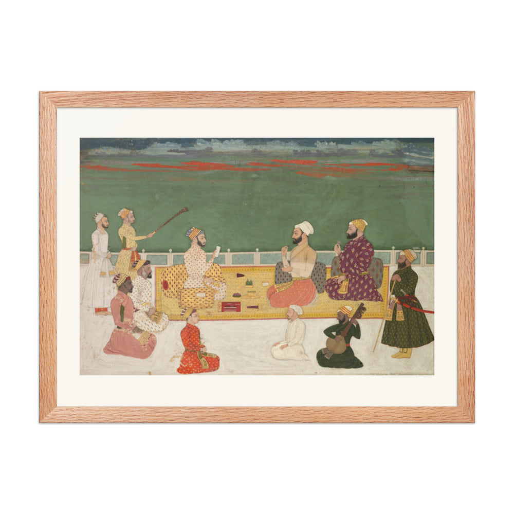 A Ruler Presents a Document to Visiting Nobles — Restored Mughal Wall Art — view 5