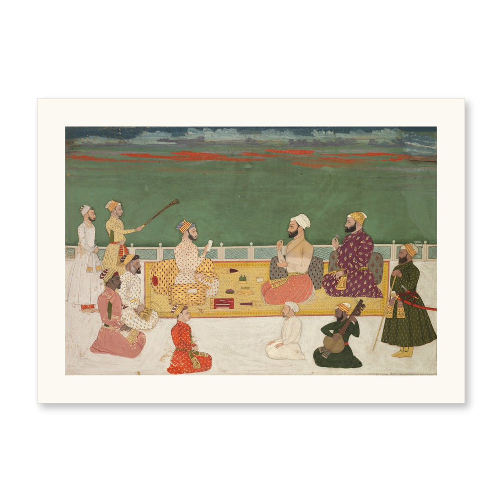 A Ruler Presents a Document to Visiting Nobles — Restored Mughal Wall Art — view 7