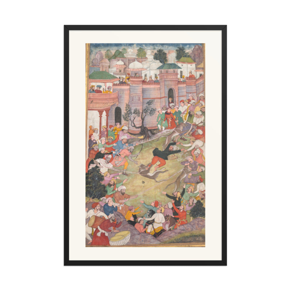 The game of wolf-running in Tabriz, from an Akbar-nama (Book of Akbar) — Restored Indian Court Wall Art — view 8