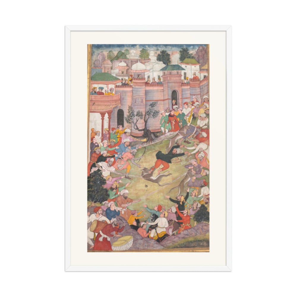 The game of wolf-running in Tabriz, from an Akbar-nama (Book of Akbar) — Restored Indian Court Wall Art — view 10