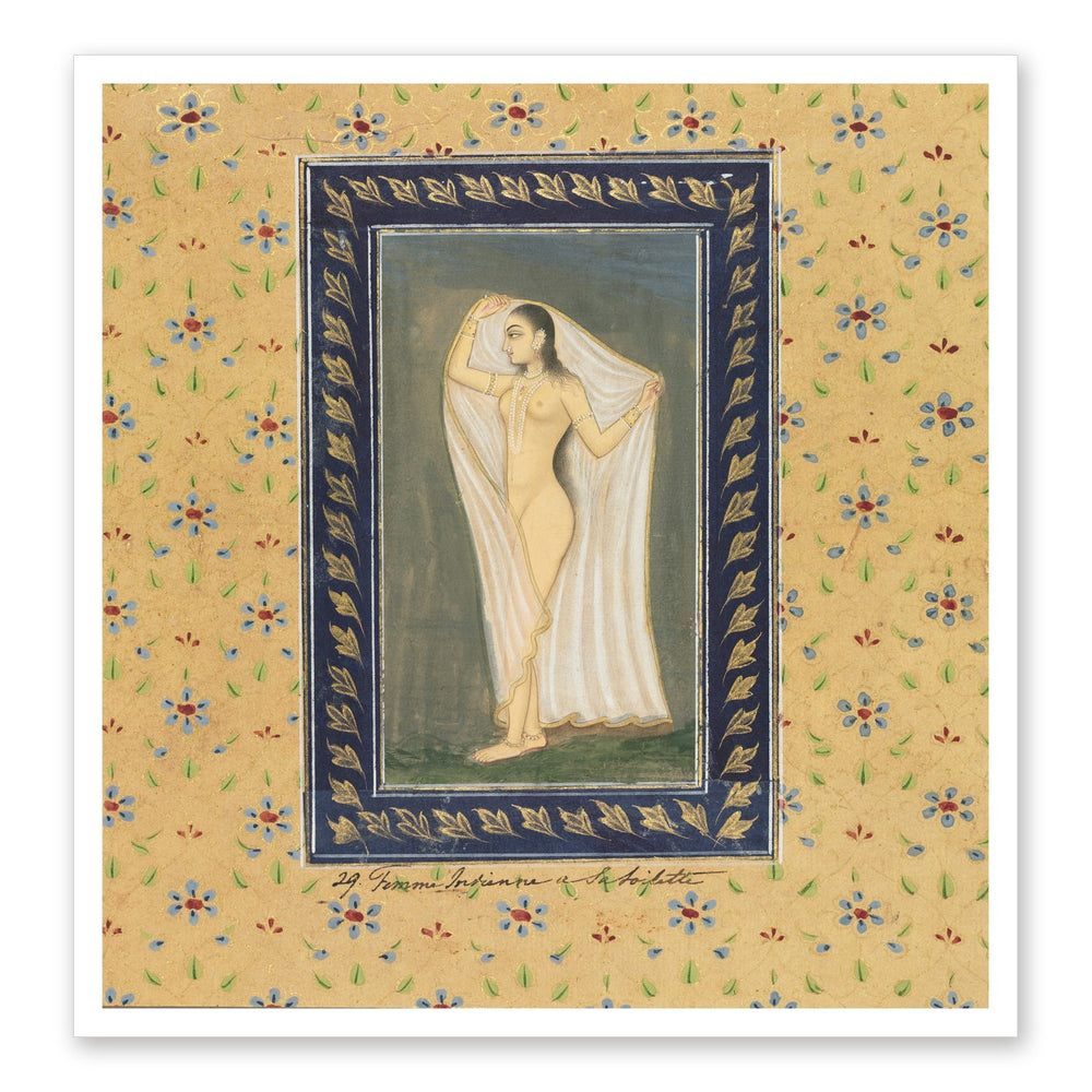 Lady after a Bath — Restored Mughal Wall Art — view 7