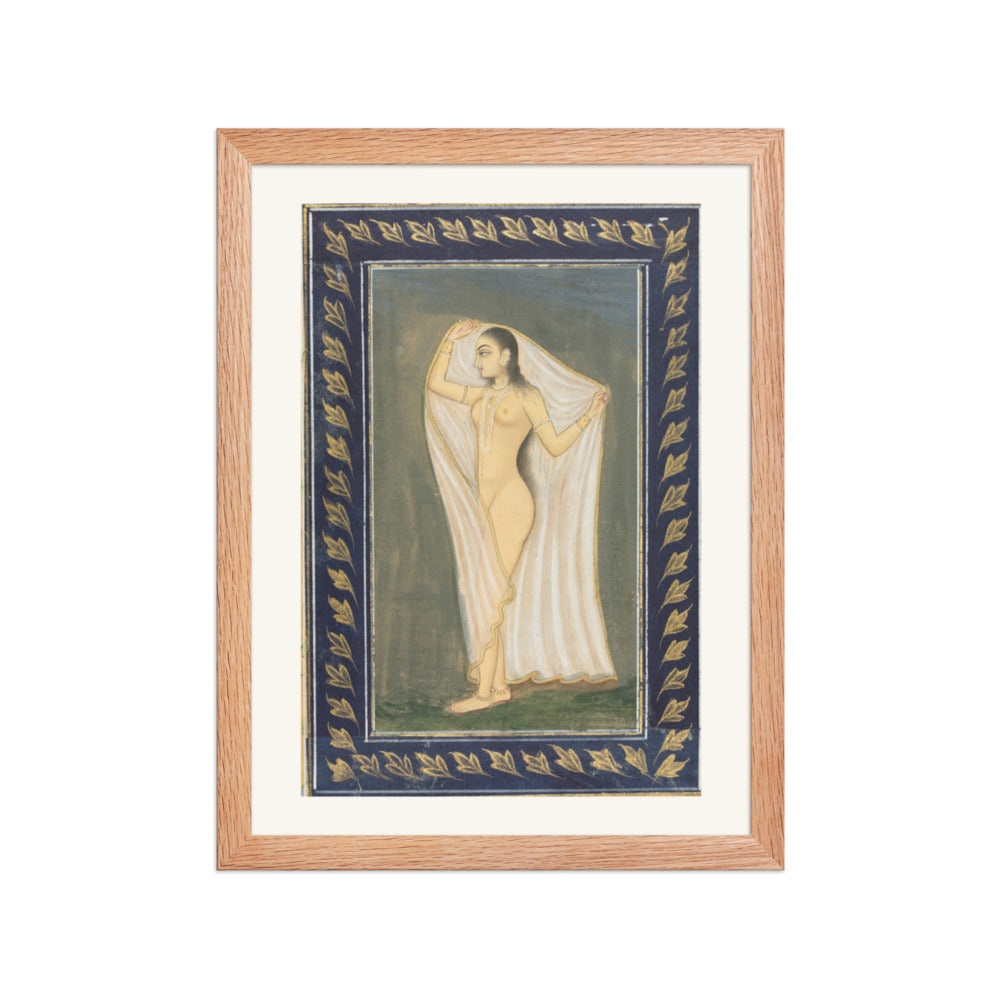 Lady after a Bath — Restored Mughal Wall Art — view 2