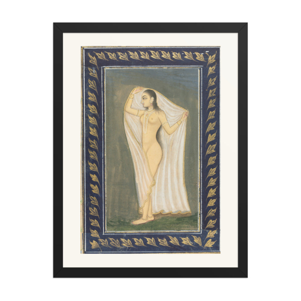 Lady after a Bath — Restored Mughal Wall Art — view 4