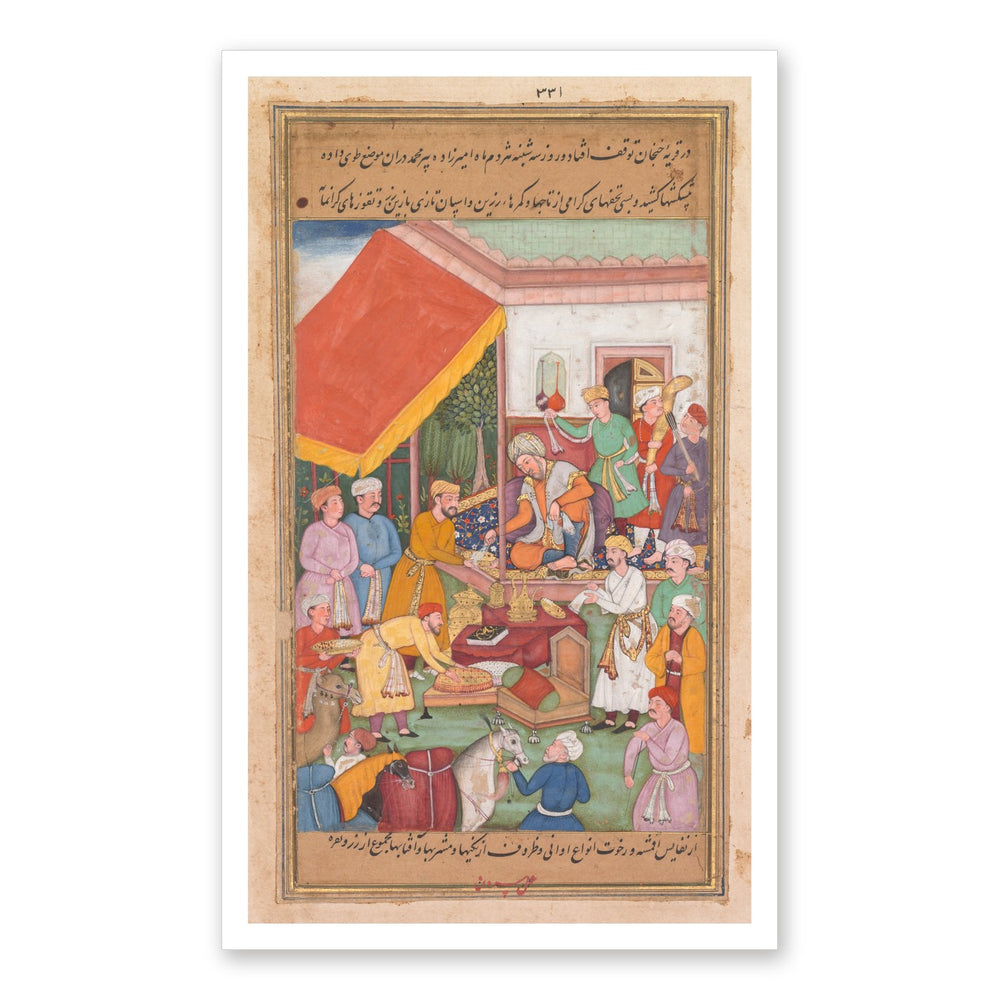 Timur Distributing Gifts, by Shravana — Zafar-nama | Restored Mughal Wall Art — view 7