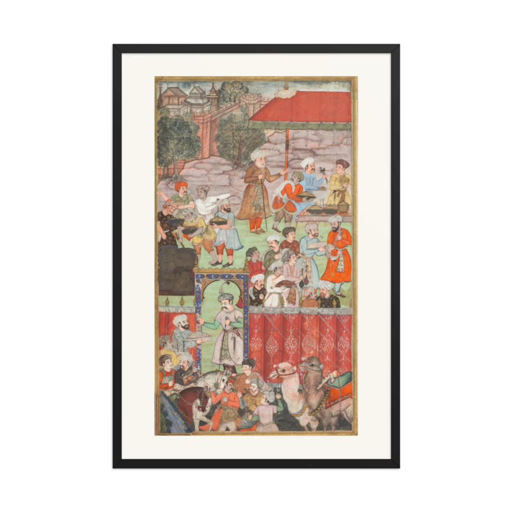 A Feast for Babur at Ghazni, by Basavana, from a Babur-nama — Restored Mughal Wall Art — view 8