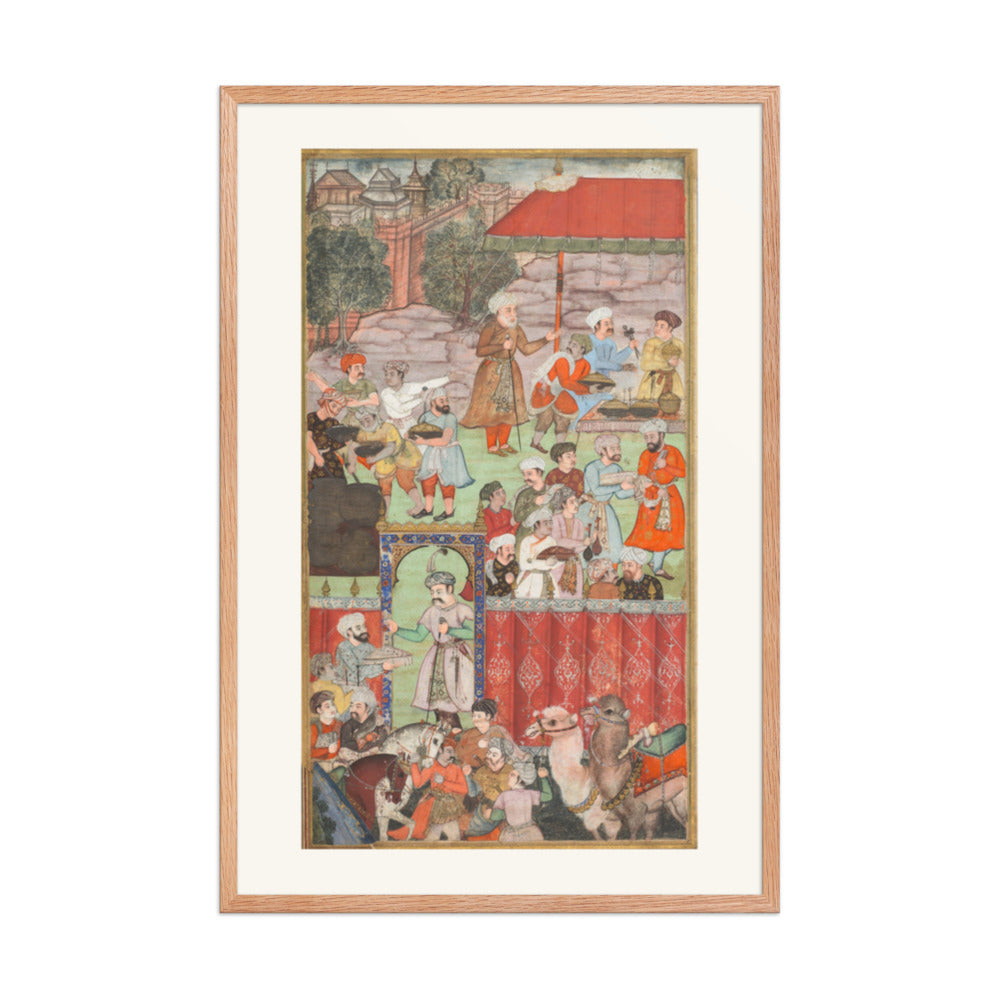 A Feast for Babur at Ghazni, by Basavana, from a Babur-nama — Restored Mughal Wall Art — view 9