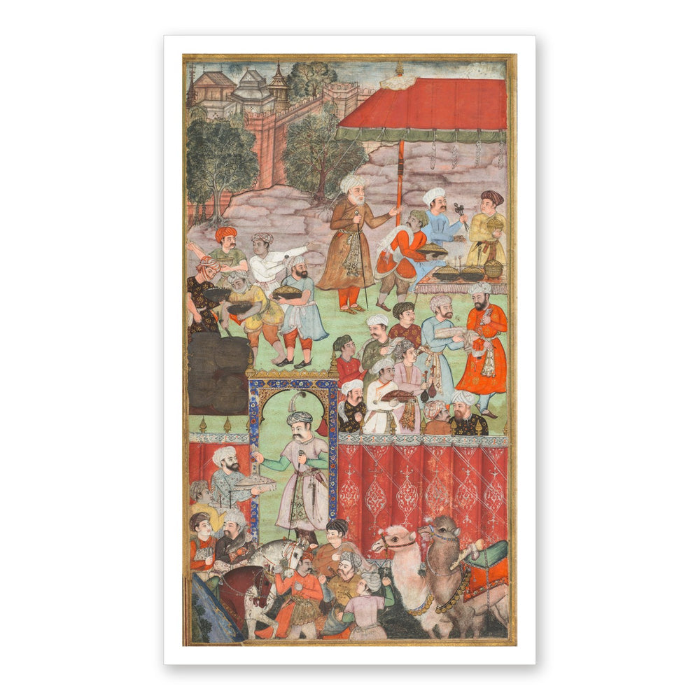 A Feast for Babur at Ghazni, by Basavana, from a Babur-nama — Restored Mughal Wall Art — view 7