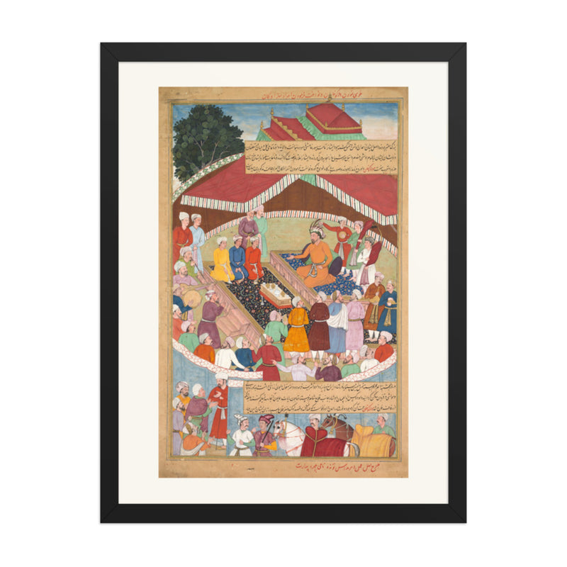 Hulagu Khan's Feast, by Lal and Dharam Das — Chingiz-nama | Restored Mughal Wall Art