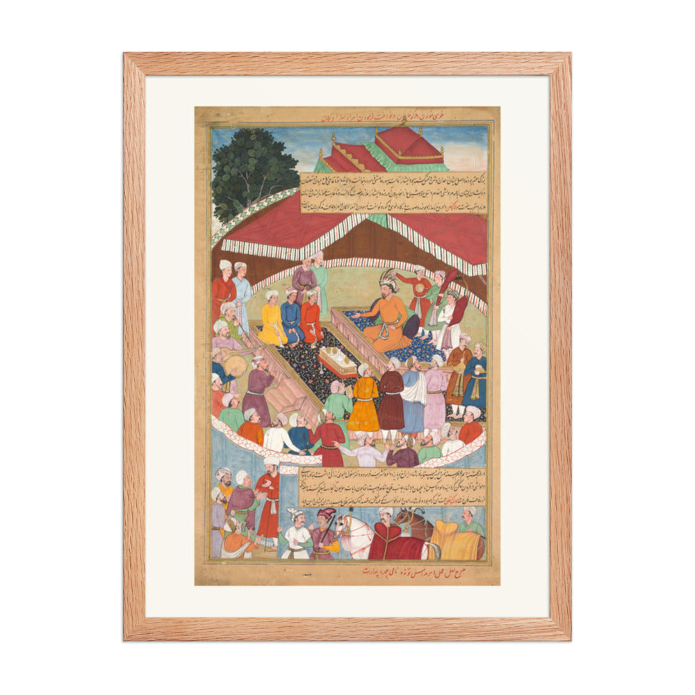 Hulagu Khan's Feast, by Lal and Dharam Das — Chingiz-nama | Restored Mughal Wall Art — view 3