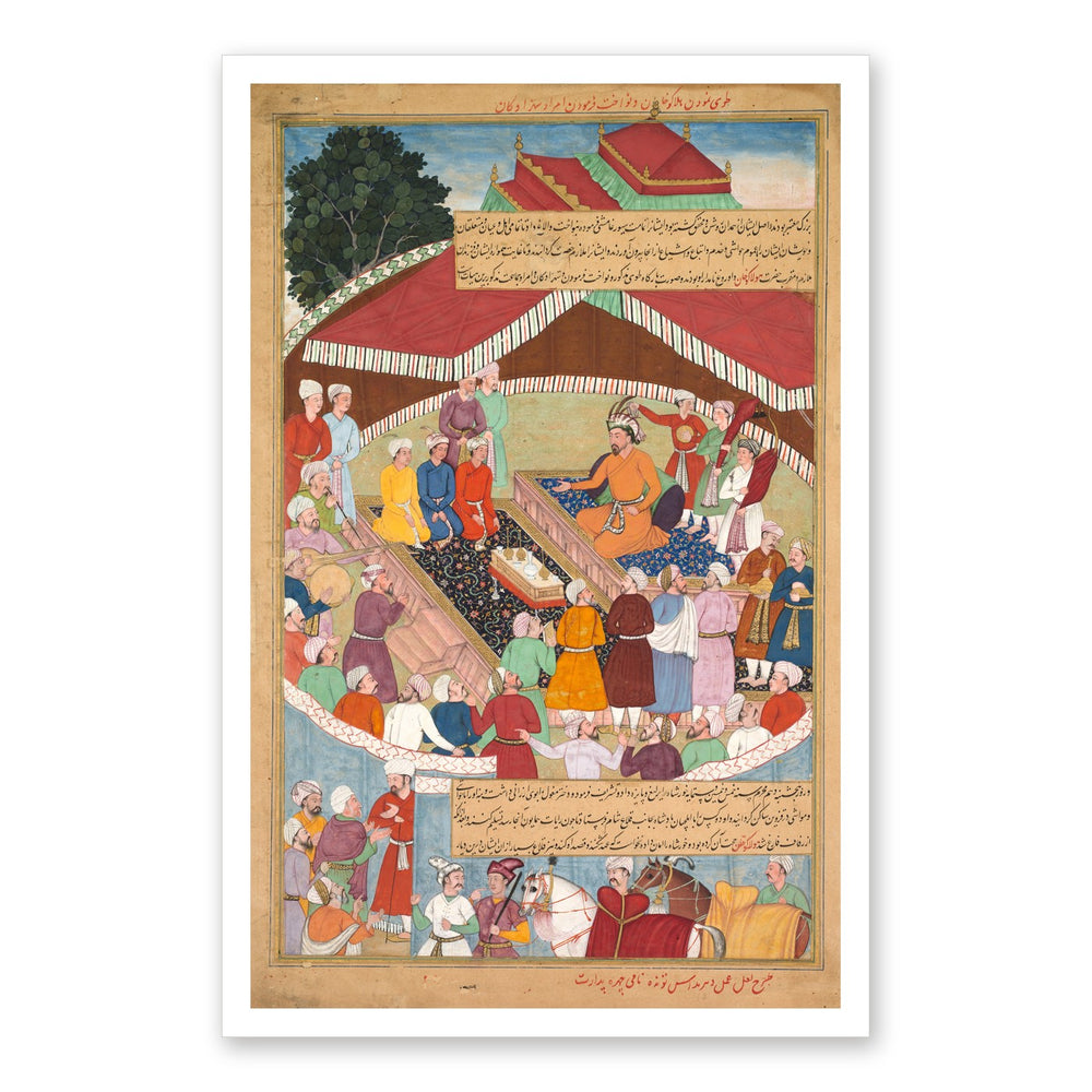 Hulagu Khan's Feast, by Lal and Dharam Das — Chingiz-nama | Restored Mughal Wall Art — view 7