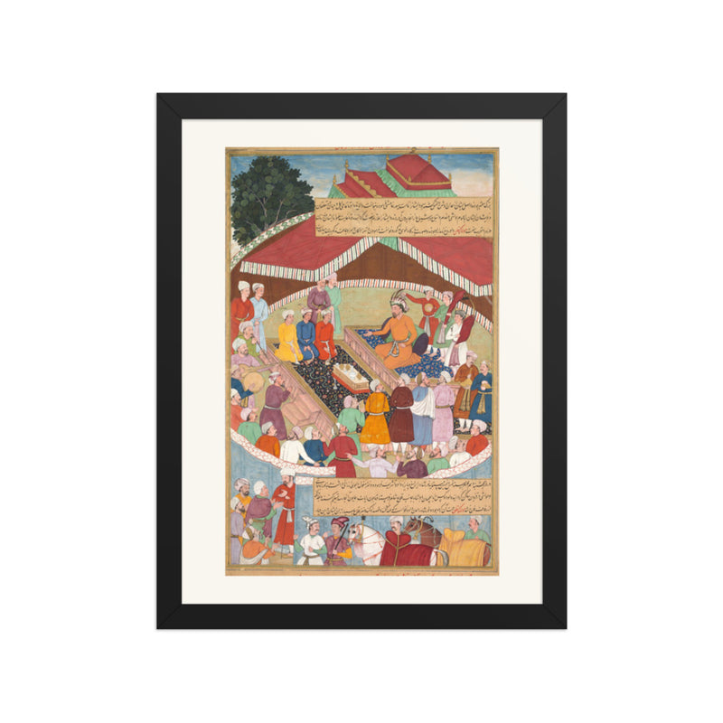 Hulagu Khan's Feast, by Lal and Dharam Das — Chingiz-nama | Restored Mughal Wall Art