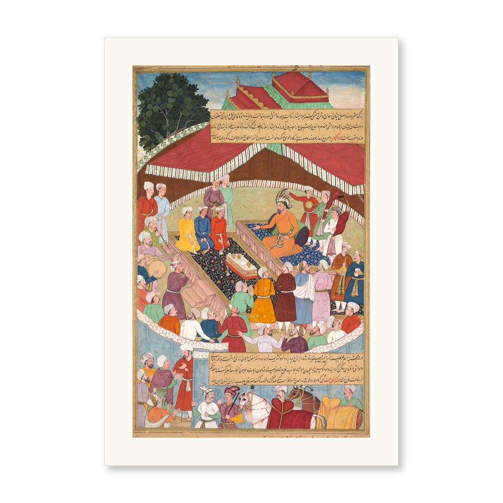 Hulagu Khan's Feast, by Lal and Dharam Das — Chingiz-nama | Restored Mughal Wall Art — view 7