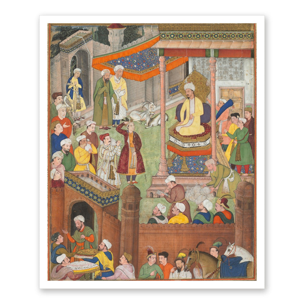 Babur receives booty and Humayun’s salute after the victory over Sultan — Restored Mughal Wall Art — view 7