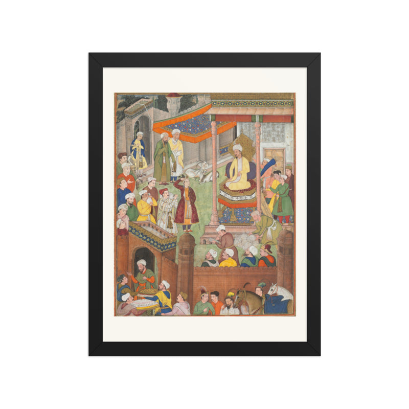 Babur receives booty and Humayun’s salute after the victory over Sultan — Restored Mughal Wall Art