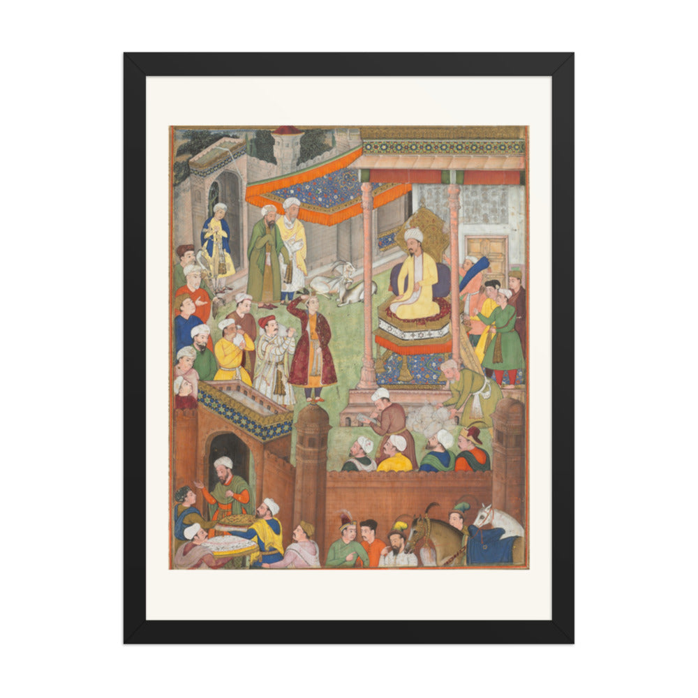Babur receives booty and Humayun’s salute after the victory over Sultan — Restored Mughal Wall Art — view 4