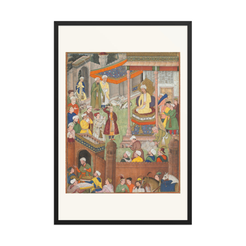 Babur receives booty and Humayun’s salute after the victory over Sultan — Restored Mughal Wall Art — view 7