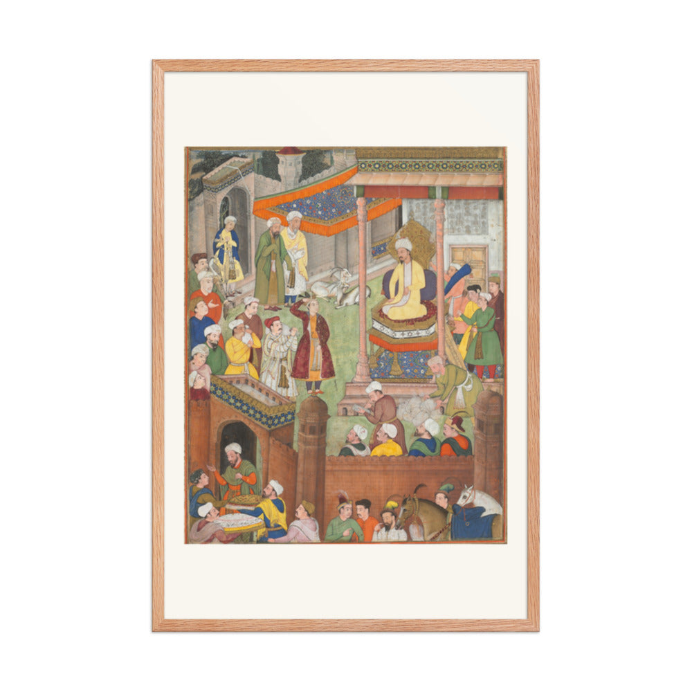 Babur receives booty and Humayun’s salute after the victory over Sultan — Restored Mughal Wall Art — view 8
