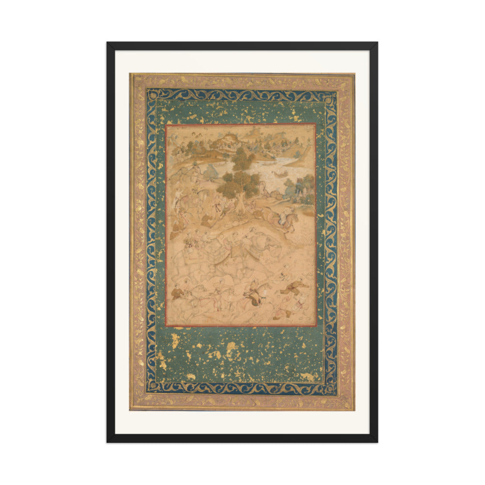 Akbar Supervising the Capture of Wild Elephants, from an Akbar-nama — Restored Mughal Wall Art — view 10