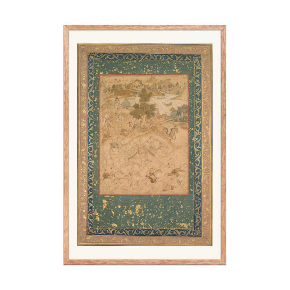 Akbar Supervising the Capture of Wild Elephants, from an Akbar-nama — Restored Mughal Wall Art — view 11