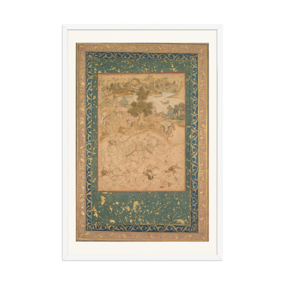 Akbar Supervising the Capture of Wild Elephants, from an Akbar-nama — Restored Mughal Wall Art — view 12