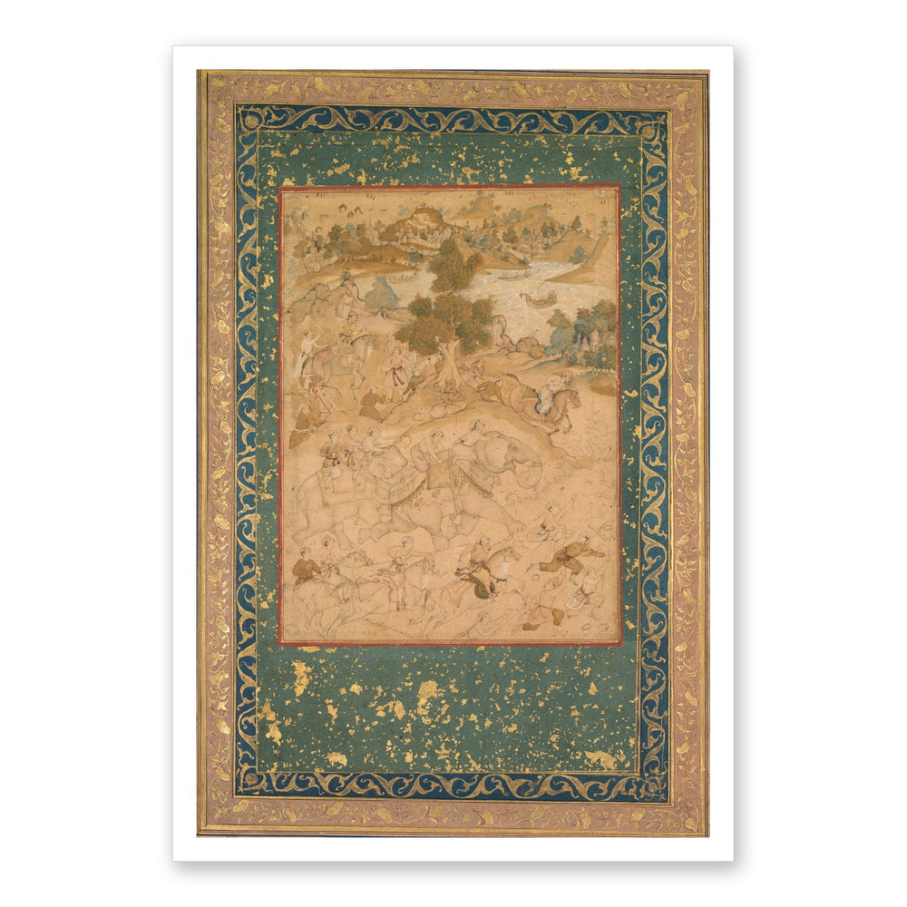 Akbar Supervising the Capture of Wild Elephants, from an Akbar-nama — Restored Mughal Wall Art — view 7
