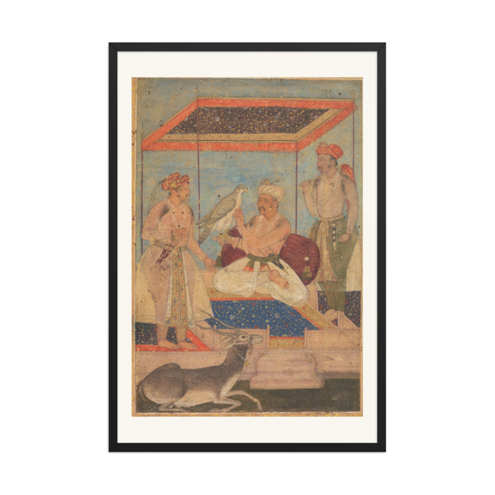 Akbar and Jahangir Examine a Falcon — Restored Mughal Wall Art — view 8