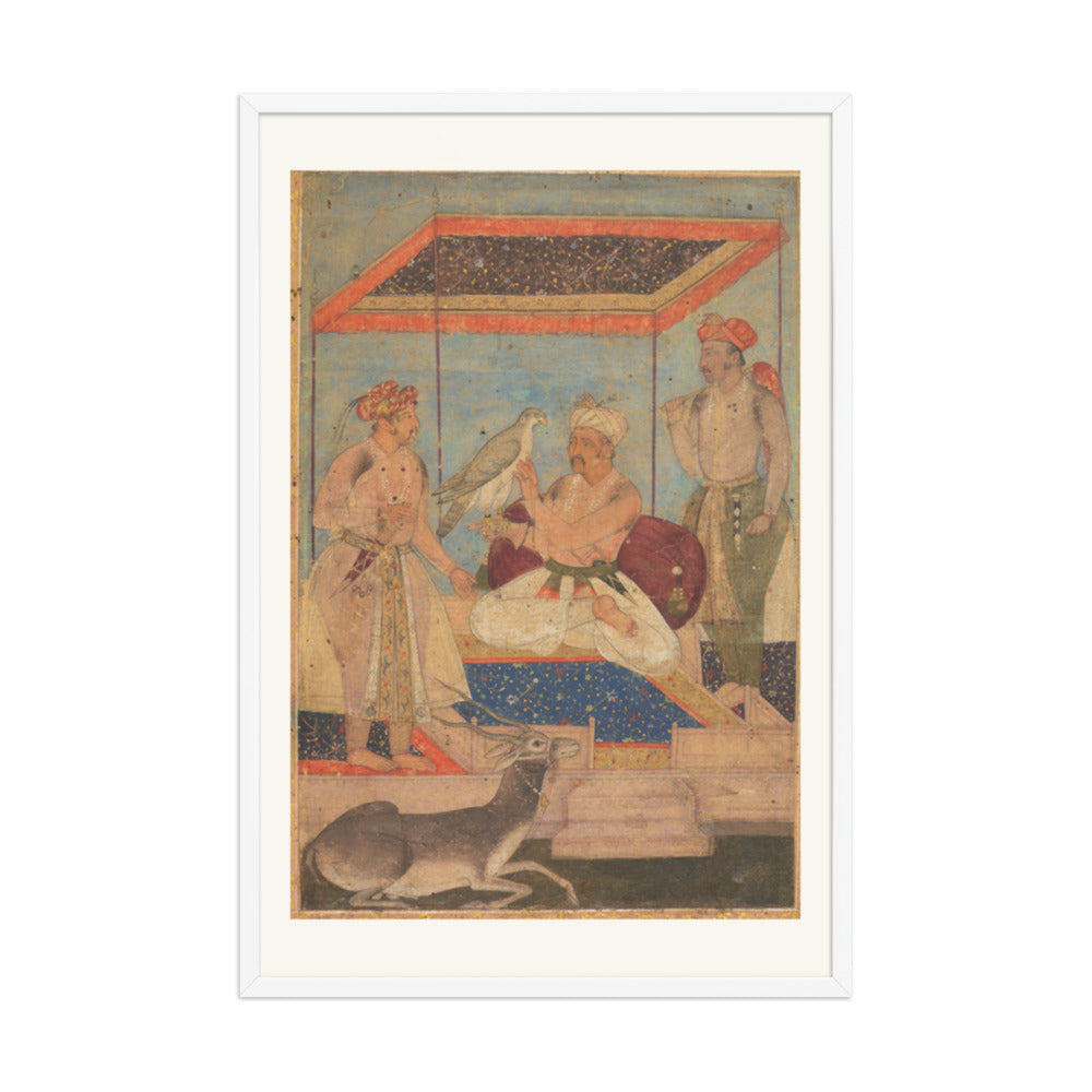 Akbar and Jahangir Examine a Falcon — Restored Mughal Wall Art — view 10