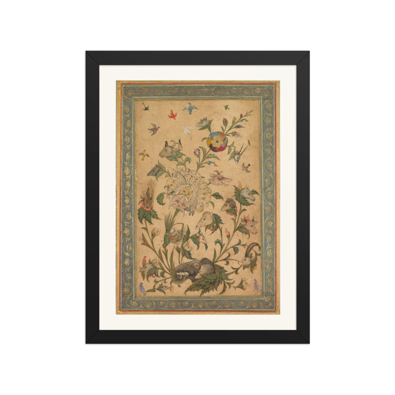 A floral fantasy of animals and birds (Waq-waq) — Restored Mughal Wall Art