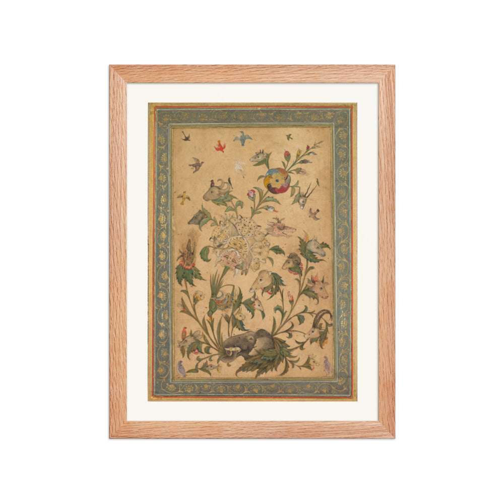 A floral fantasy of animals and birds (Waq-waq) — Restored Mughal Wall Art — view 2