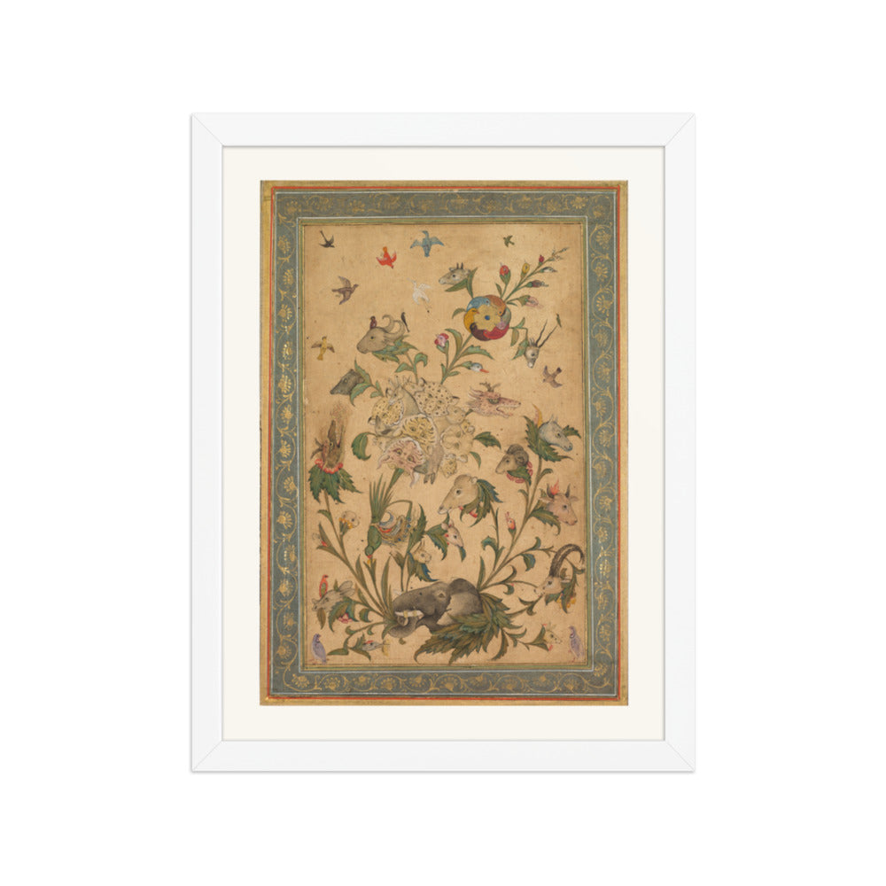 A floral fantasy of animals and birds (Waq-waq) — Restored Mughal Wall Art — view 3