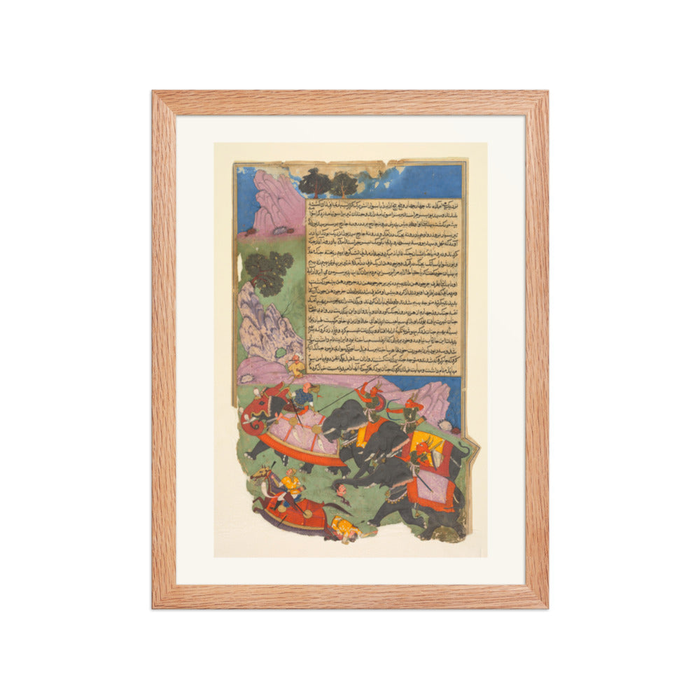 Ghatotkacha Chases Bhagadatta, by Fazl — Razmnama | Restored Mughal Wall Art — view 4