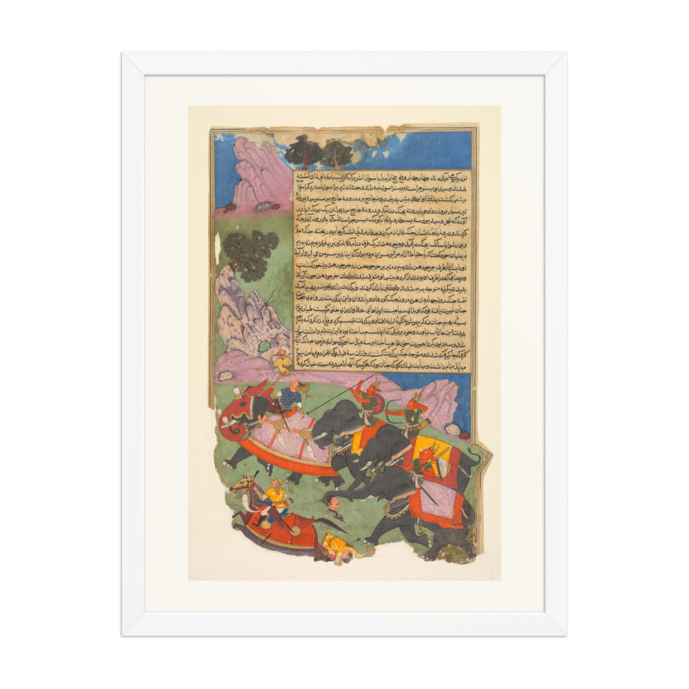 Ghatotkacha Chases Bhagadatta, by Fazl — Razmnama | Restored Mughal Wall Art — view 5