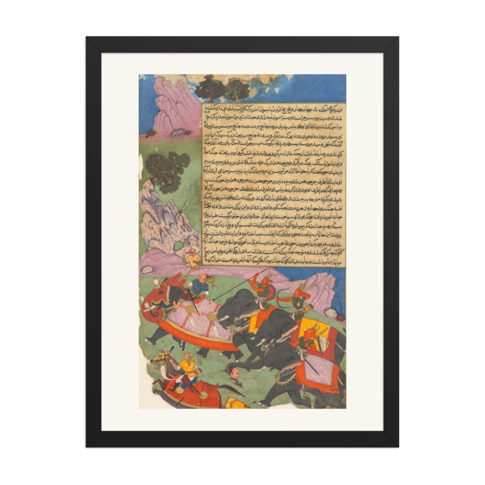 Ghatotkacha Chases Bhagadatta, by Fazl, from a Razm-nama — Restored Mughal Wall Art — view 4