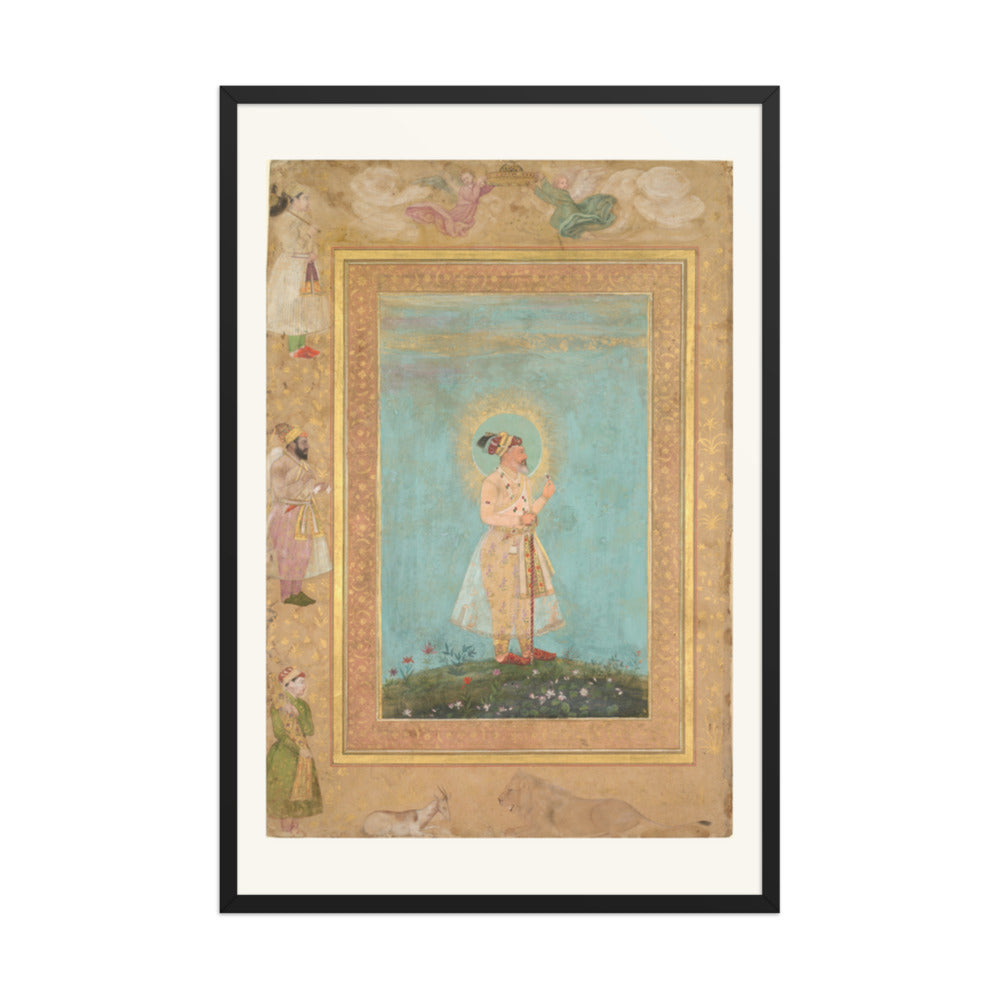 Shah Jahan Holding a Spinel, by Hashim, from the Late Shah Jahan Album — Restored Mughal Wall Art — view 10