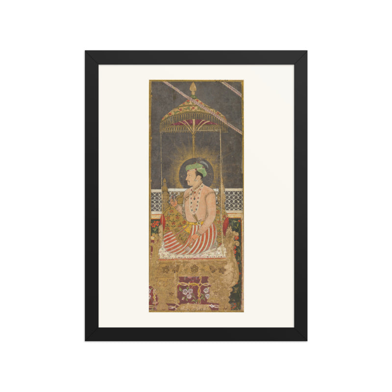 Emperor Jahangir under a Canopy — Restored Mughal Wall Art
