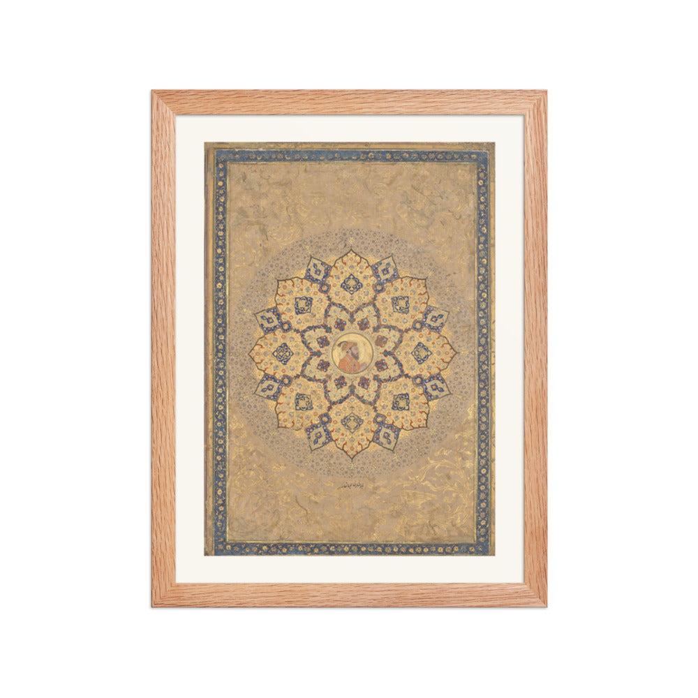 Shamsa with Portrait of Aurangzeb, by Bichitr | Restored Mughal Wall Art — view 4