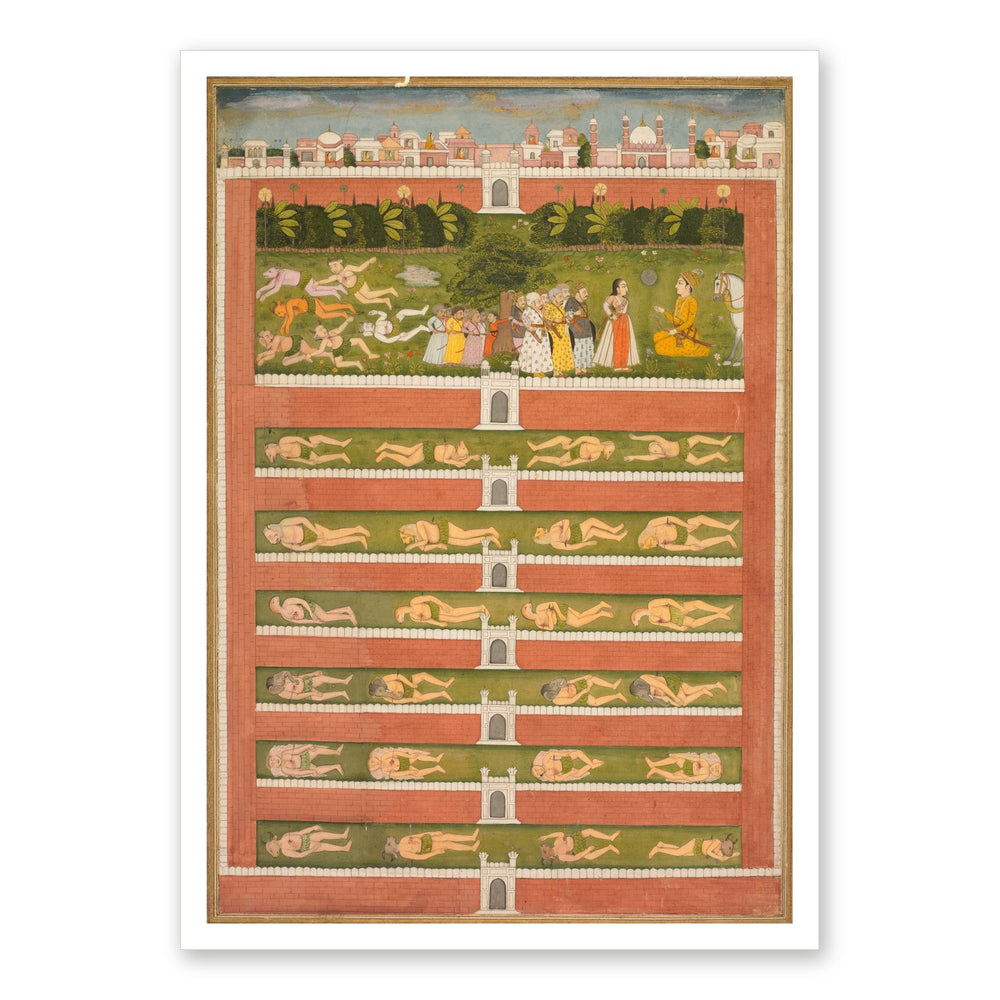 A Princess and Demons before a Nobleman — Restored Mughal Wall Art — view 11