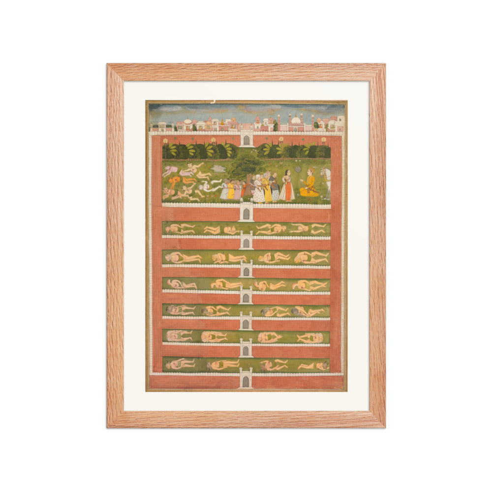 A Princess and Demons before a Nobleman — Restored Mughal Wall Art — view 2
