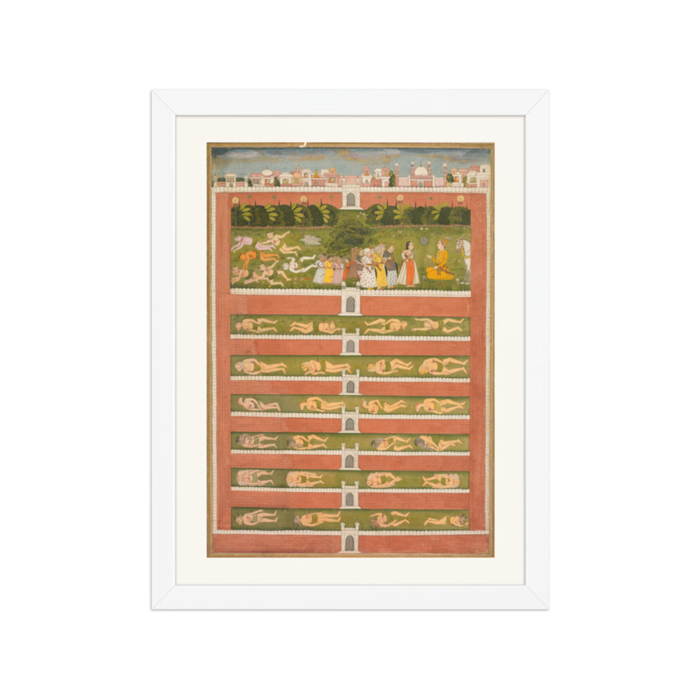 A Princess and Demons before a Nobleman — Restored Mughal Wall Art — view 3