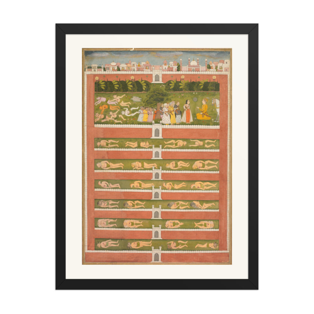 A Princess and Demons before a Nobleman — Restored Mughal Wall Art — view 4