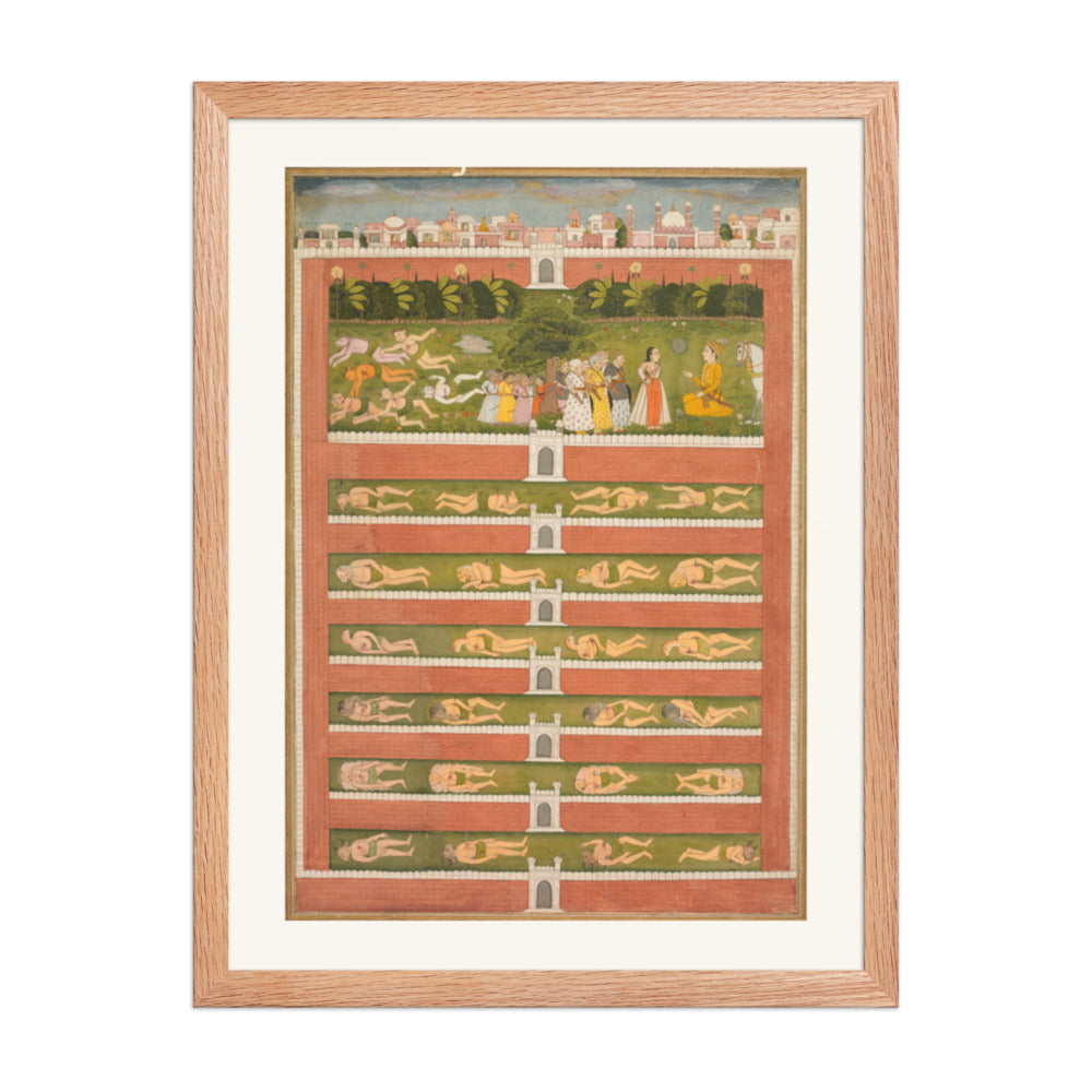 A Princess and Demons before a Nobleman — Restored Mughal Wall Art — view 5