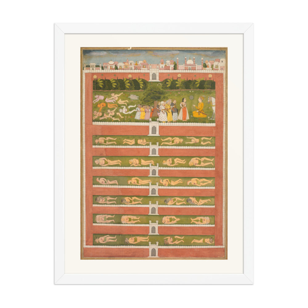 A Princess and Demons before a Nobleman — Restored Mughal Wall Art — view 6