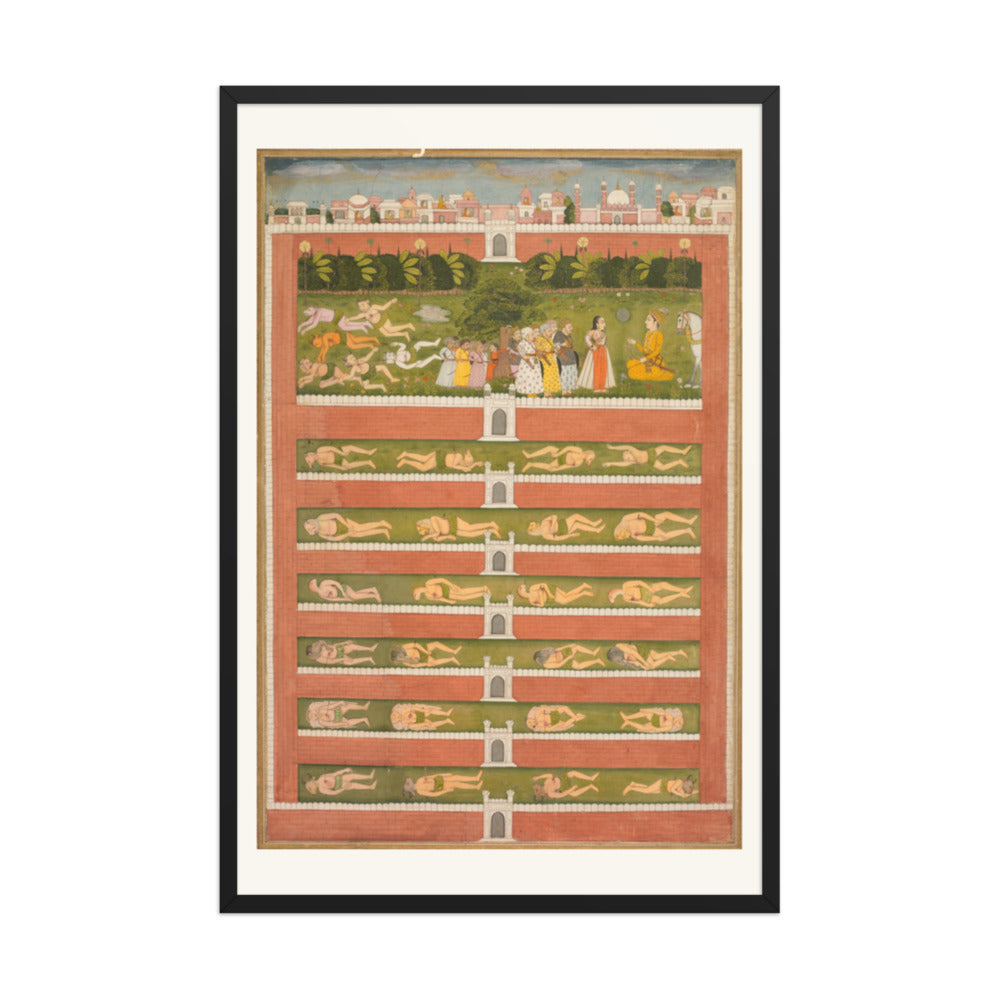 A Princess and Demons before a Nobleman — Restored Mughal Wall Art — view 7